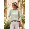 image:imageEkouaer Womens Casual Shirts Long Sleeve Tops Thermal Tshirts Fall Clothes  Crewneck Breathable Comfort Lightweight Workout Basic Tees Solid or Graphic Tshirts 2026 Fashion OutfitLight Green
