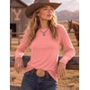 image:imageEkouaer Womens Casual Shirts Long Sleeve Tops Thermal Tshirts Fall Clothes  Crewneck Breathable Comfort Lightweight Workout Basic Tees Solid or Graphic Tshirts 2026 Fashion OutfitCoral