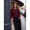 image:imageEkouaer Womens Casual Shirts Long Sleeve Tops Thermal Tshirts Fall Clothes  Crewneck Breathable Comfort Lightweight Workout Basic Tees Solid or Graphic Tshirts 2026 Fashion OutfitBurgundy