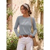 image:imageEkouaer Womens Casual Shirts Long Sleeve Tops Thermal Tshirts Fall Clothes  Crewneck Breathable Comfort Lightweight Workout Basic Tees Solid or Graphic Tshirts 2026 Fashion OutfitLight Grey