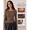 image:imageWomen Long Sleeve Tops Trendy Thermal Shirts Fall Fitted Blouses Fleece Tee  Layering Basic BlouseKnit Thermal SweaterSoft Tight TshirtCompression Y2K ShirtFall Fashion Must HaveStylish Lounge TeeBrown
