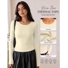 image:imageWomen Long Sleeve Tops Trendy Thermal Shirts Fall Fitted Blouses Fleece Tee  Layering Basic BlouseKnit Thermal SweaterSoft Tight TshirtCompression Y2K ShirtFall Fashion Must HaveStylish Lounge TeeBeige