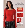 image:imageWomen Long Sleeve Tops Trendy Thermal Shirts Fall Fitted Blouses Fleece Tee  Layering Basic BlouseKnit Thermal SweaterSoft Tight TshirtCompression Y2K ShirtFall Fashion Must HaveStylish Lounge TeeRed