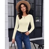 image:imageWomen Long Sleeve Tops Trendy Thermal Shirts Fall Fitted Blouses Fleece Tee  Layering Basic BlouseKnit Thermal SweaterSoft Tight TshirtCompression Y2K ShirtFall Fashion Must HaveStylish Lounge TeeBeige