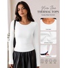image:imageWomen Long Sleeve Tops Trendy Thermal Shirts Fall Fitted Blouses Fleece Tee  Layering Basic BlouseKnit Thermal SweaterSoft Tight TshirtCompression Y2K ShirtFall Fashion Must HaveStylish Lounge TeeWhite