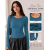 image:imageWomen Long Sleeve Tops Trendy Thermal Shirts Fall Fitted Blouses Fleece Tee  Layering Basic BlouseKnit Thermal SweaterSoft Tight TshirtCompression Y2K ShirtFall Fashion Must HaveStylish Lounge TeeDark Blue
