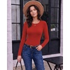 image:imageWomen Long Sleeve Tops Trendy Thermal Shirts Fall Fitted Blouses Fleece Tee  Layering Basic BlouseKnit Thermal SweaterSoft Tight TshirtCompression Y2K ShirtFall Fashion Must HaveStylish Lounge TeeRed