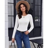 image:imageWomen Long Sleeve Tops Trendy Thermal Shirts Fall Fitted Blouses Fleece Tee  Layering Basic BlouseKnit Thermal SweaterSoft Tight TshirtCompression Y2K ShirtFall Fashion Must HaveStylish Lounge TeeWhite