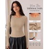 image:imageWomen Long Sleeve Tops Trendy Thermal Shirts Fall Fitted Blouses Fleece Tee  Layering Basic BlouseKnit Thermal SweaterSoft Tight TshirtCompression Y2K ShirtFall Fashion Must HaveStylish Lounge TeeKhaki