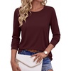 image:imageEkouaer Womens Casual Shirts Long Sleeve Tops Thermal Tshirts Fall Clothes  Crewneck Breathable Comfort Lightweight Workout Basic Tees Solid or Graphic Tshirts 2026 Fashion OutfitBurgundy