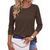 image:imageEkouaer Womens Casual Shirts Long Sleeve Tops Thermal Tshirts Fall Clothes  Crewneck Breathable Comfort Lightweight Workout Basic Tees Solid or Graphic Tshirts 2026 Fashion OutfitBrown