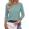 image:imageEkouaer Womens Casual Shirts Long Sleeve Tops Thermal Tshirts Fall Clothes  Crewneck Breathable Comfort Lightweight Workout Basic Tees Solid or Graphic Tshirts 2026 Fashion OutfitCadet Blue
