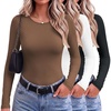 image:imageWomen Long Sleeve Tops 3 Pack Thermal Soft Fleece Shirts Fall Fitted Tee  Trendy Going Out TopFashion Fleece TeeLayering Basic BlouseFall Fashion ShirtsStylish Compression TeeSoft Knit TshirtBlackWhiteBrown