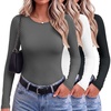 image:imageWomen Long Sleeve Tops 3 Pack Thermal Soft Fleece Shirts Fall Fitted Tee  Trendy Going Out TopFashion Fleece TeeLayering Basic BlouseFall Fashion ShirtsStylish Compression TeeSoft Knit TshirtBlackWhiteDark Grey