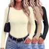 image:imageWomen Long Sleeve Tops 3 Pack Thermal Soft Fleece Shirts Fall Fitted Tee  Trendy Going Out TopFashion Fleece TeeLayering Basic BlouseFall Fashion ShirtsStylish Compression TeeSoft Knit TshirtBlackKhakiBeige