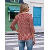 image:imageEkouaer 34 Length Sleeve Womens Tops V Neck Blouses Casual Pleated Shirts  Soft lightweight fabric 34 sleeve loose top with v neck front pleats and decorative buttons ideal for all occasionsRed Floral