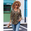 image:imageEkouaer 34 Length Sleeve Womens Tops V Neck Blouses Casual Pleated Shirts  Soft lightweight fabric 34 sleeve loose top with v neck front pleats and decorative buttons ideal for all occasionsMulticolor Boho