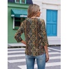 image:imageEkouaer 34 Length Sleeve Womens Tops V Neck Blouses Casual Pleated Shirts  Soft lightweight fabric 34 sleeve loose top with v neck front pleats and decorative buttons ideal for all occasionsMulticolor Boho