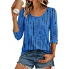 image:imageEkouaer 34 Sleeve Womens Tops Scoop Neck T Shirts 2026 Casual Basic Tees  Casual TopsCute Basic Tops Vacation OutfitsComfy Basic TeesLoose Fit Tops For AllSeason Daily Wearavailable in S3XLBlue Stripes Zr459