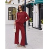 image:imageEkouaer 2 Piece Sets for Women 2026 Fall Lounge Sets Outfits O Neck Airport Travel Matching Sets Clothing SweatsuitsBurgundy