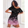 image:imageEkouaer 3 Pack Nightgowns for Women Short Sleeve Sleepshirt Night Shirts  Button Down Nightshirts Soft Pajama Dress Casual Sleepwear VNeck Sleep Dress Night Gowns for Sleep Home Daily Wear TravelBlackSparkling BranchesCherry Blossoms