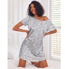 image:imageEkouaer 3 Pack Nightgowns for Women Short Sleeve Sleepshirt Night Shirts  Button Down Nightshirts Soft Pajama Dress Casual Sleepwear VNeck Sleep Dress Night Gowns for Sleep Home Daily Wear TravelBlackGreyLight Grey Coffee