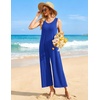 image:imageEkouaer Jumpsuits for Women Casual Summer Sleeveless Rompers Travel Outfits  Loose Fit Wide Leg Overalls Printed Baggy Rompers Vacation Cruise Beach Jumpers with PocketsRoyal Blue