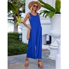 image:imageEkouaer Jumpsuits for Women Casual Summer Sleeveless Rompers Travel Outfits  Loose Fit Wide Leg Overalls Printed Baggy Rompers Vacation Cruise Beach Jumpers with PocketsRoyal Blue