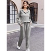 image:imageEkouaer Lounge Sets for Women 2 Piece Outfits 2026 Long Sleeve Top with PantsLight Grey
