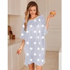 image:imageEkouaer Nightgowns for Women Bamboo Viscose Night Gown Plus Size Nightshirt  Cooling FabricOversized Sleep ShirtsHalf Sleeve Sleep DressSummer Short Night DressTShirt Dress for SleepLoungeBeachGrey White Stars