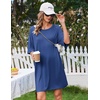 image:imageEkouaer Nightgowns for Women Bamboo Viscose Night Gown Plus Size Nightshirt  Cooling FabricOversized Sleep ShirtsHalf Sleeve Sleep DressSummer Short Night DressTShirt Dress for SleepLoungeBeachBlue