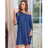 image:imageEkouaer Nightgowns for Women Bamboo Viscose Night Gown Plus Size Nightshirt  Cooling FabricOversized Sleep ShirtsHalf Sleeve Sleep DressSummer Short Night DressTShirt Dress for SleepLoungeBeachBlue