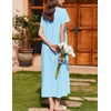 image:imageEkouaer Nightgowns for Women Cotton Long Night Gown Short Sleeve Nightdress  House Dress For Women With PocketsButton SleepshirtsLadies Summer SleepwearSoft Night DressVictorian SleepdressCyan