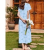 image:imageEkouaer Nightgowns for Women Cotton Long Night Gown Short Sleeve Nightdress  House Dress For Women With PocketsButton SleepshirtsLadies Summer SleepwearSoft Night DressVictorian SleepdressBlue Florals