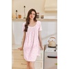 image:imageEkouaer Nightgowns for Women Pleated Sleep Shirts Short Sleeve Night Shirts  Lace Trim Night Gown Ladies Sleep Dress Night Dress Victorian Sleepwear Soft Pajama Dress Casual Loungewear Cute PrintPink Petal Whisper
