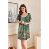 image:imageEkouaer Nightgowns for Women Pleated Sleep Shirts Short Sleeve Night Shirts  Lace Trim Night Gown Ladies Sleep Dress Night Dress Victorian Sleepwear Soft Pajama Dress Casual Loungewear Cute PrintGreen Blossom