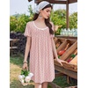 image:imageEkouaer Nightgowns for Women Pleated Sleep Shirts Short Sleeve Night Shirts  Lace Trim Night Gown Ladies Sleep Dress Night Dress Victorian Sleepwear Soft Pajama Dress Casual Loungewear Cute PrintRed Striped Cherry