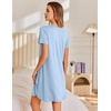 image:imageEkouaer Nightgowns for Women Pleated Sleep Shirts Short Sleeve Night Shirts  Lace Trim Night Gown Ladies Sleep Dress Night Dress Victorian Sleepwear Soft Pajama Dress Casual Loungewear Cute PrintLight Blue
