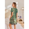 image:imageEkouaer Nightgowns for Women Pleated Sleep Shirts Short Sleeve Night Shirts  Lace Trim Night Gown Ladies Sleep Dress Night Dress Victorian Sleepwear Soft Pajama Dress Casual Loungewear Cute PrintGreen Blossom