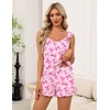 image:imageEkouaer Pajama for Women Set 2 Piece Lightweight Ruffle Pajamas  Soft Sexy Sleepwear Cami and Shorts Sleep Set Bridal Bridesmaid Pj SummerFall Sleep SetsPinkbow