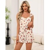 image:imageEkouaer Pajama for Women Set 2 Piece Lightweight Ruffle Pajamas  Soft Sexy Sleepwear Cami and Shorts Sleep Set Bridal Bridesmaid Pj SummerFall Sleep SetsBeige Teddy Cherry