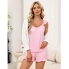 image:imageEkouaer Pajama for Women Set 2 Piece Lightweight Ruffle Pajamas  Soft Sexy Sleepwear Cami and Shorts Sleep Set Bridal Bridesmaid Pj SummerFall Sleep SetsPink