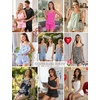 image:imageEkouaer Pajama for Women Set 2 Piece Lightweight Ruffle Pajamas  Soft Sexy Sleepwear Cami and Shorts Sleep Set Bridal Bridesmaid Pj SummerFall Sleep SetsNavy Blue Flower