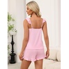 image:imageEkouaer Pajama for Women Set 2 Piece Lightweight Ruffle Pajamas  Soft Sexy Sleepwear Cami and Shorts Sleep Set Bridal Bridesmaid Pj SummerFall Sleep SetsPink