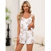image:imageEkouaer Pajama for Women Set 2 Piece Lightweight Ruffle Pajamas  Soft Sexy Sleepwear Cami and Shorts Sleep Set Bridal Bridesmaid Pj SummerFall Sleep SetsWhite Flower