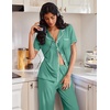 image:imageEkouaer Pajamas for Women Set Button Up Soft Pjs Short Sleeve Lounge Sets  Cute Scalloped Trim Notch Collar Side Pockets Soft Breathable FabricIdeal for Daily Wear Maternity PostpartumGreen Gray