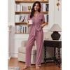 image:imageEkouaer Pajamas for Women Set Button Up Soft Pjs Short Sleeve Lounge Sets  Cute Scalloped Trim Notch Collar Side Pockets Soft Breathable FabricIdeal for Daily Wear Maternity PostpartumDusty Mauve