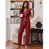 image:imageEkouaer Pajamas for Women Set Button Up Soft Pjs Short Sleeve Lounge Sets  Cute Scalloped Trim Notch Collar Side Pockets Soft Breathable FabricIdeal for Daily Wear Maternity PostpartumWine Red