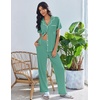 image:imageEkouaer Pajamas for Women Set Button Up Soft Pjs Short Sleeve Lounge Sets  Cute Scalloped Trim Notch Collar Side Pockets Soft Breathable FabricIdeal for Daily Wear Maternity PostpartumGreen Gray