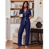 image:imageEkouaer Pajamas for Women Set Button Up Soft Pjs Short Sleeve Lounge Sets  Cute Scalloped Trim Notch Collar Side Pockets Soft Breathable FabricIdeal for Daily Wear Maternity PostpartumNavy Blue